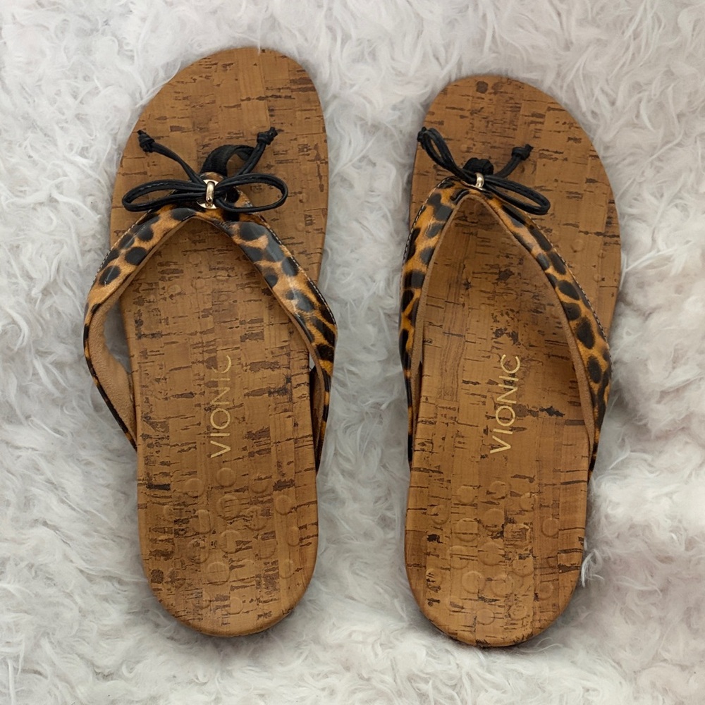 Vionic Women's Animal Print Sandals with Black Accents